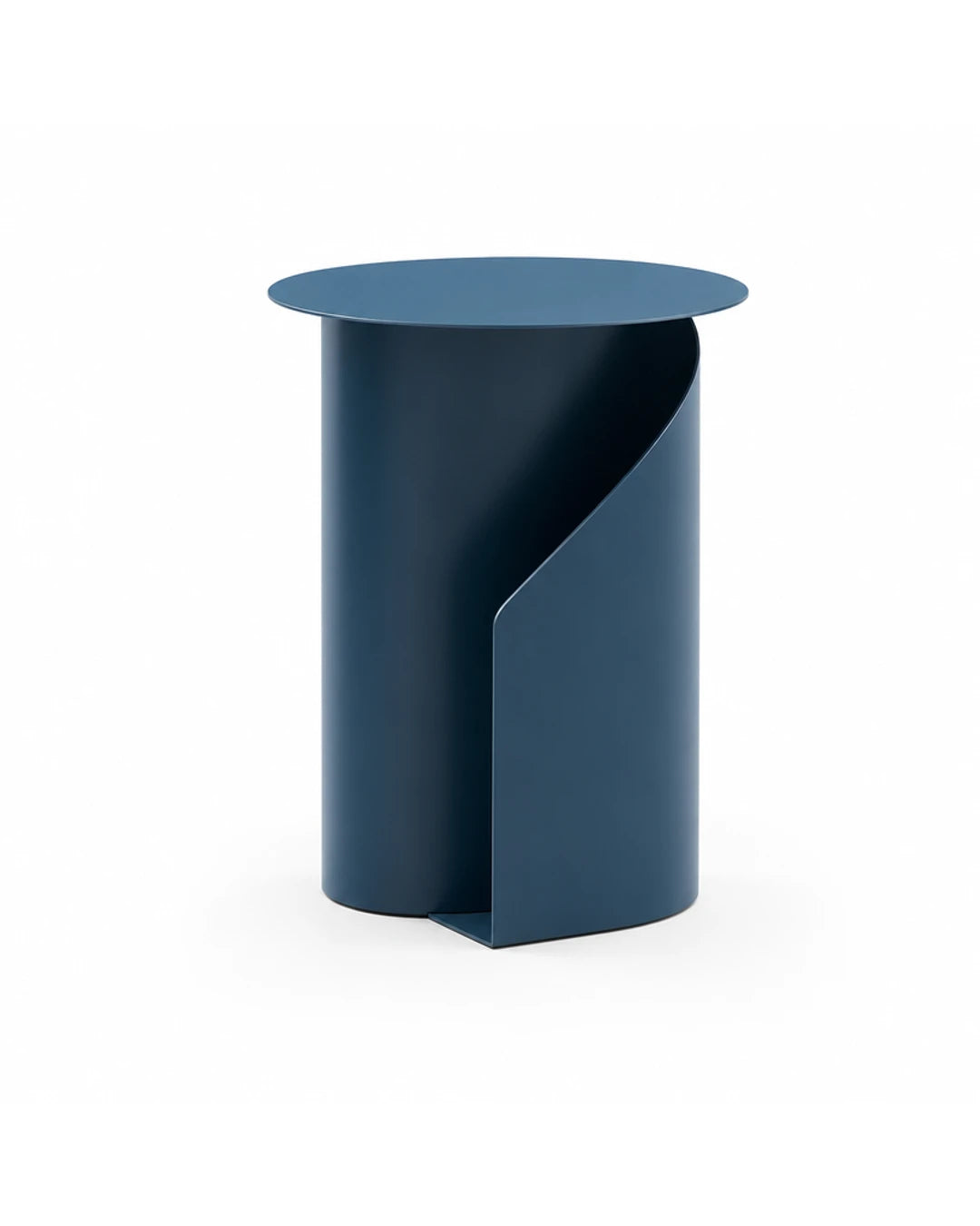 Table d'appoint Oria minimaliste en bleu petrole sur fond blanc
