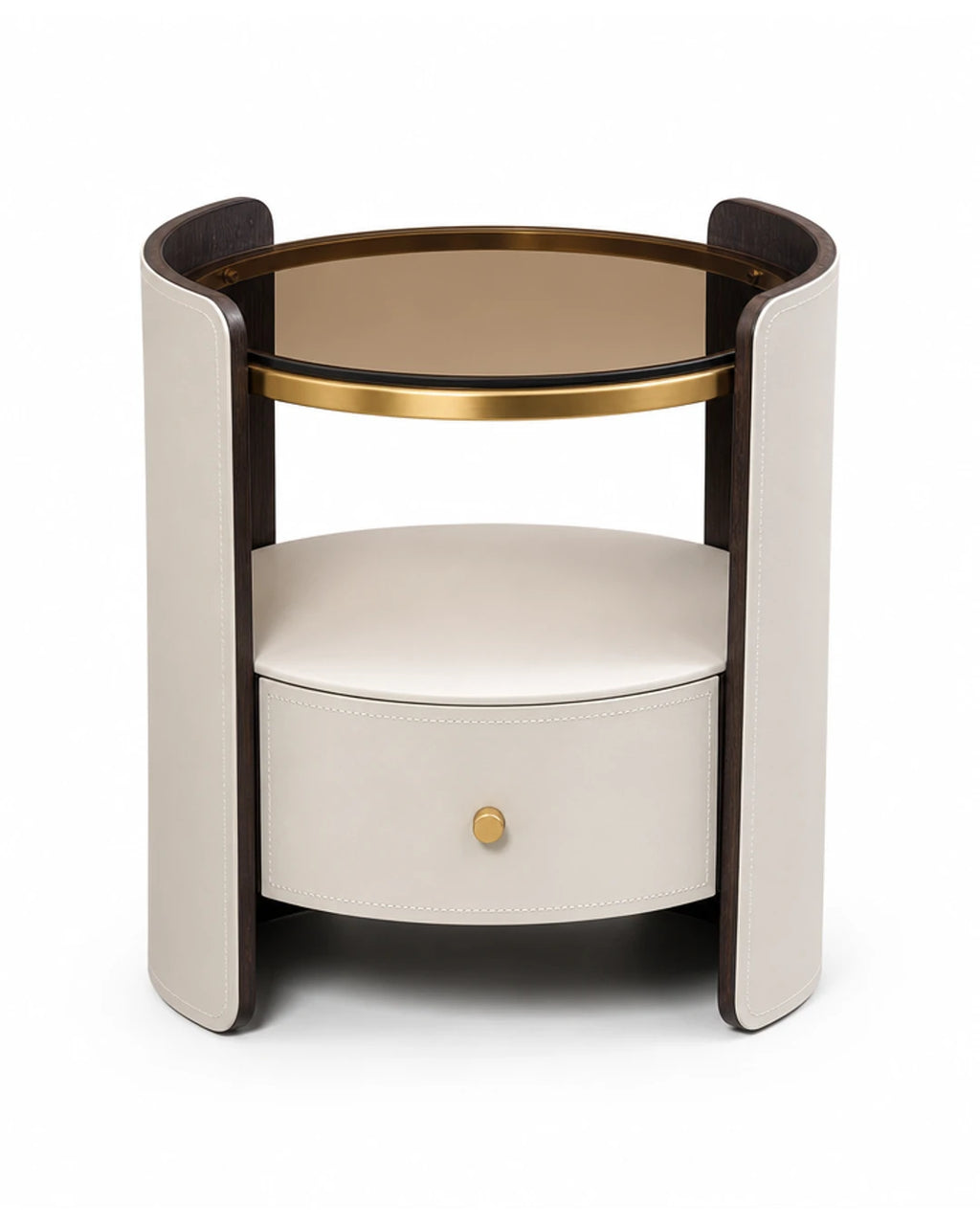 Table d'appoint ronde sur fond blanc