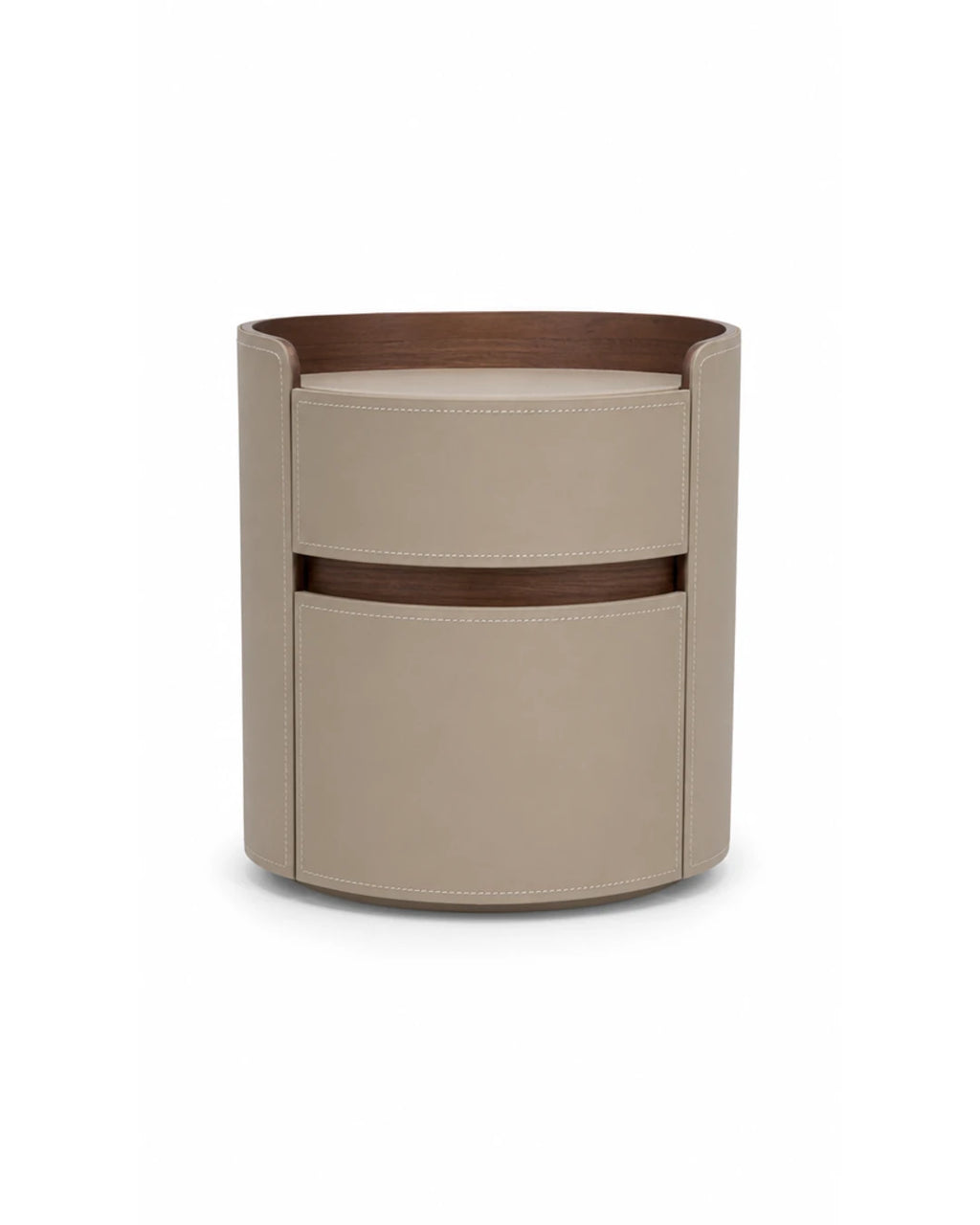 Table de chevet cylindrique sur fond blanc