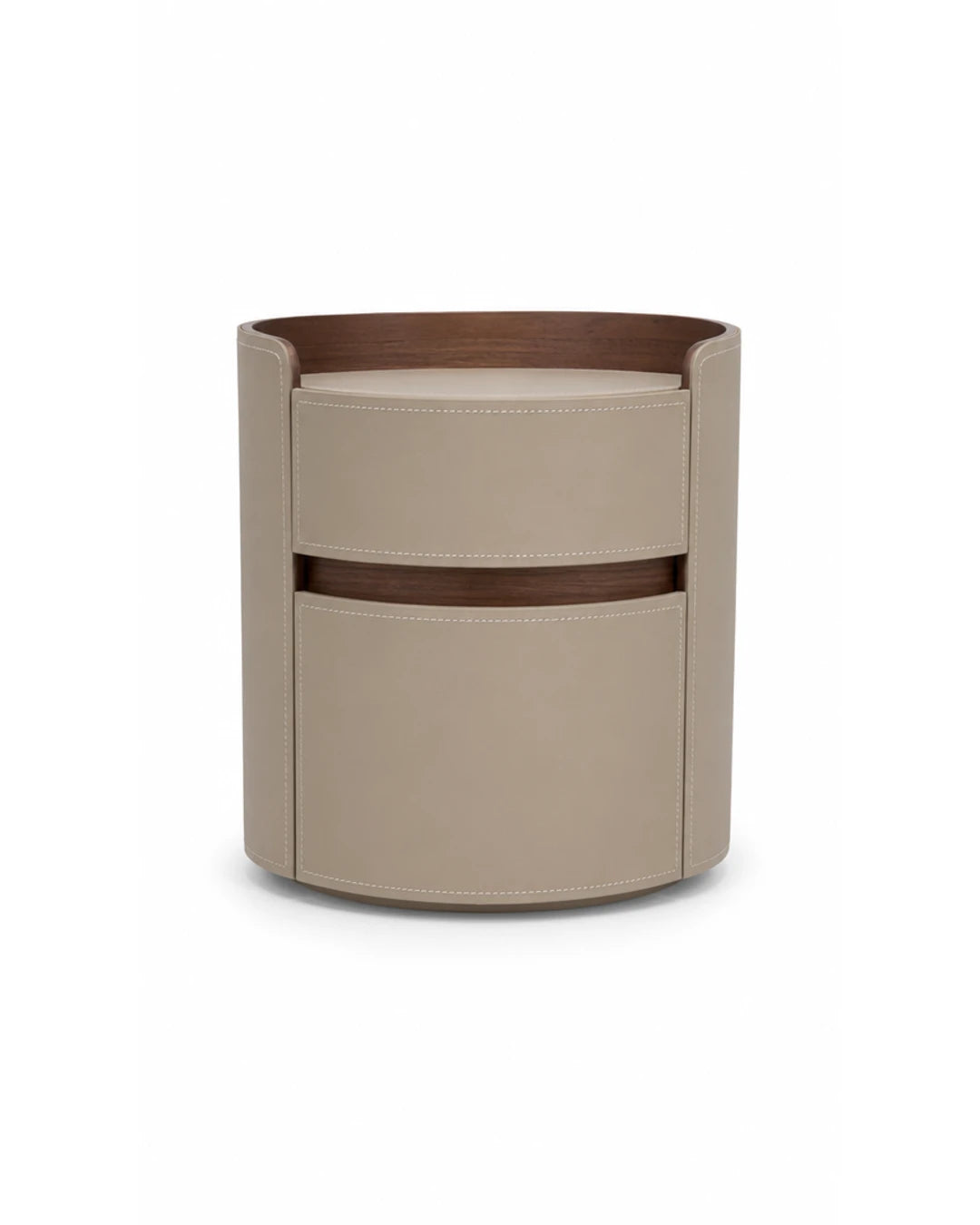 Table de chevet cylindrique sur fond blanc