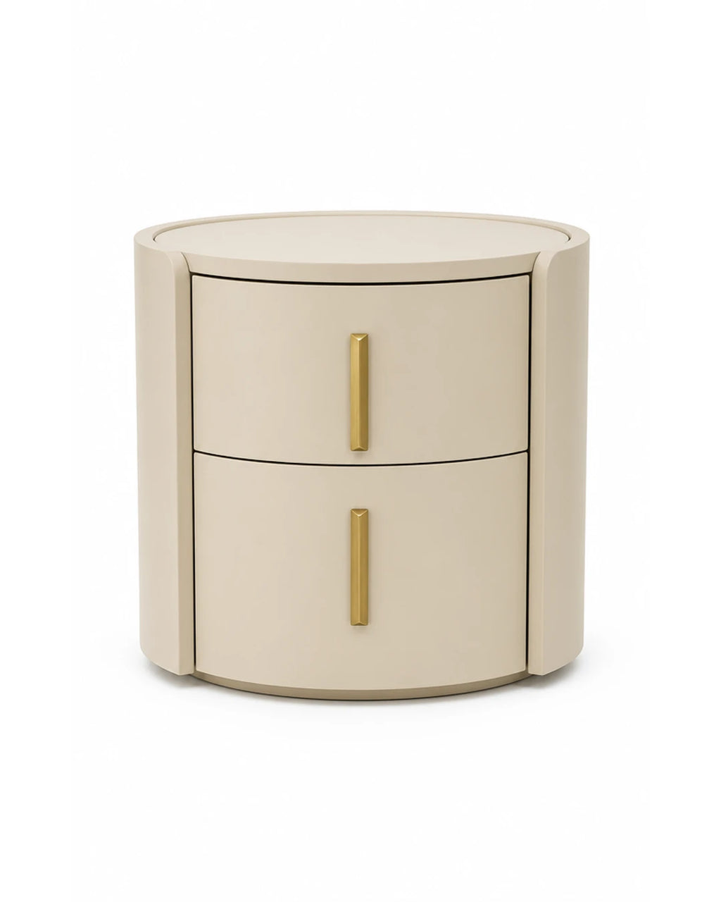 Table de chevet a deux tiroirs sur fond blanc