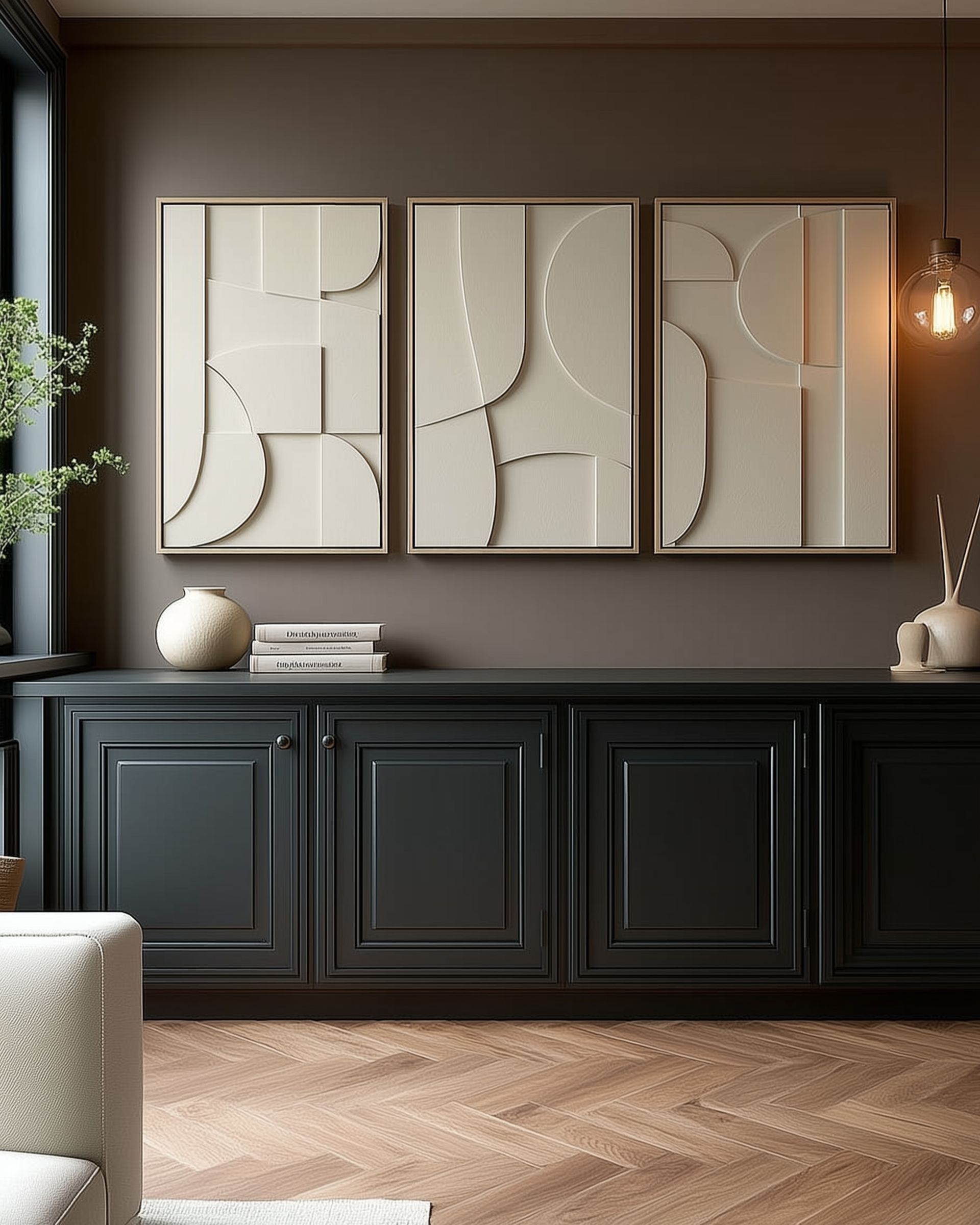 Trio de Tableaux Muraux Sculpturaux – Design Relief Minimaliste